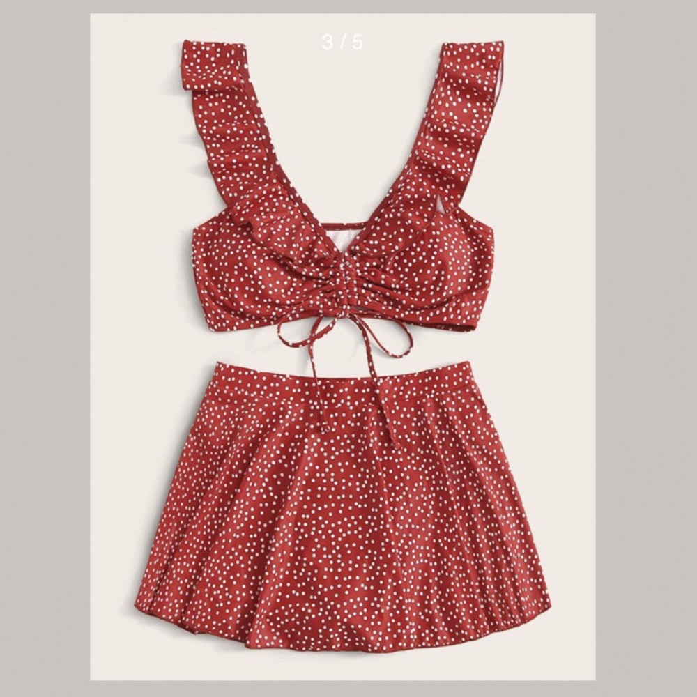 NWOT Red & White Polka Dot Bikini (Top Only) - Picture 3 of 5